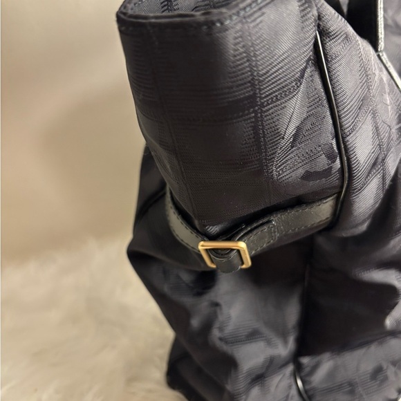 Chanel Black Nylon Tote Bag Travel Line Logo Shoulder Purse Vintage Authentic - Picture 8 of 12